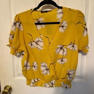 Yellow floral blouse with tags